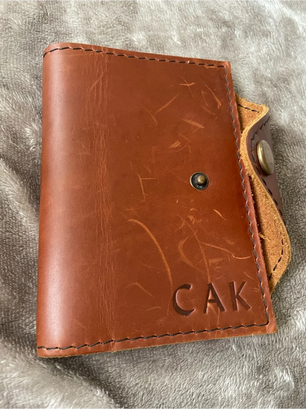 Genuine Leather Brown Men’s Bifold notebook cover/ passport cover/ wallet
